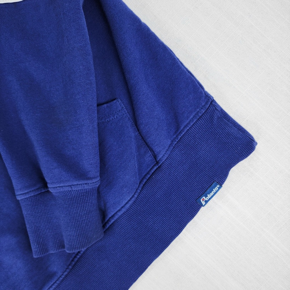 Vintage Polaris Hoodie Mens L Blue Red Color Block Snowmobile Racing Logo - Picture 3 of 9